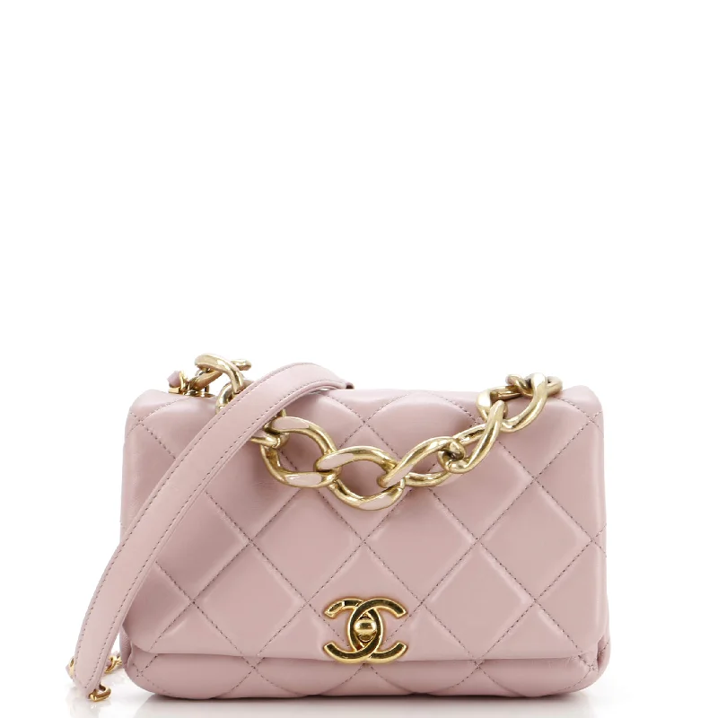 Color Match Flap Bag Quilted Lambskin Small