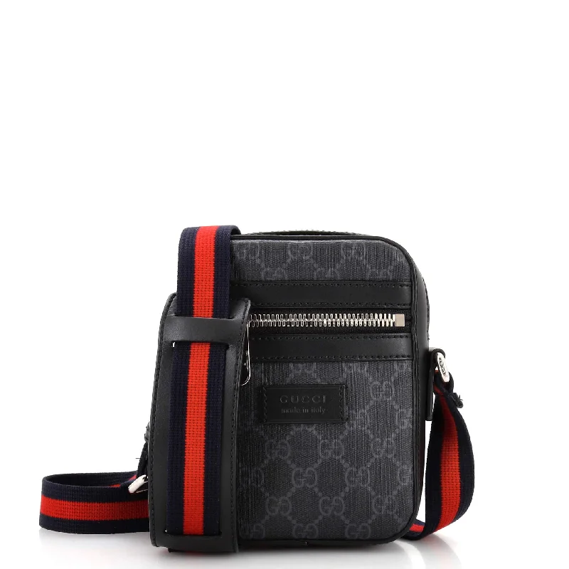 Web Strap Front Zip Messenger Bag GG Coated Canvas Mini