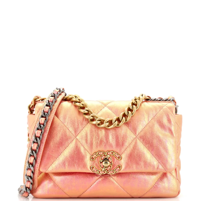 19 Flap Bag Quilted Iridescent Calfskin Medium