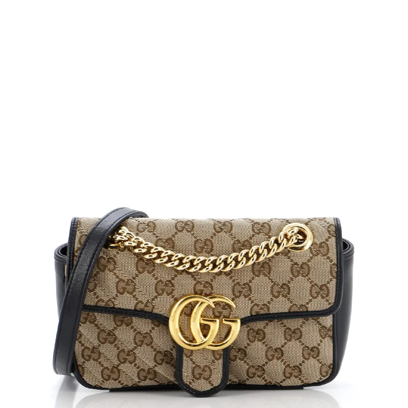 GG Marmont Flap Bag Diagonal Quilted GG Canvas Mini