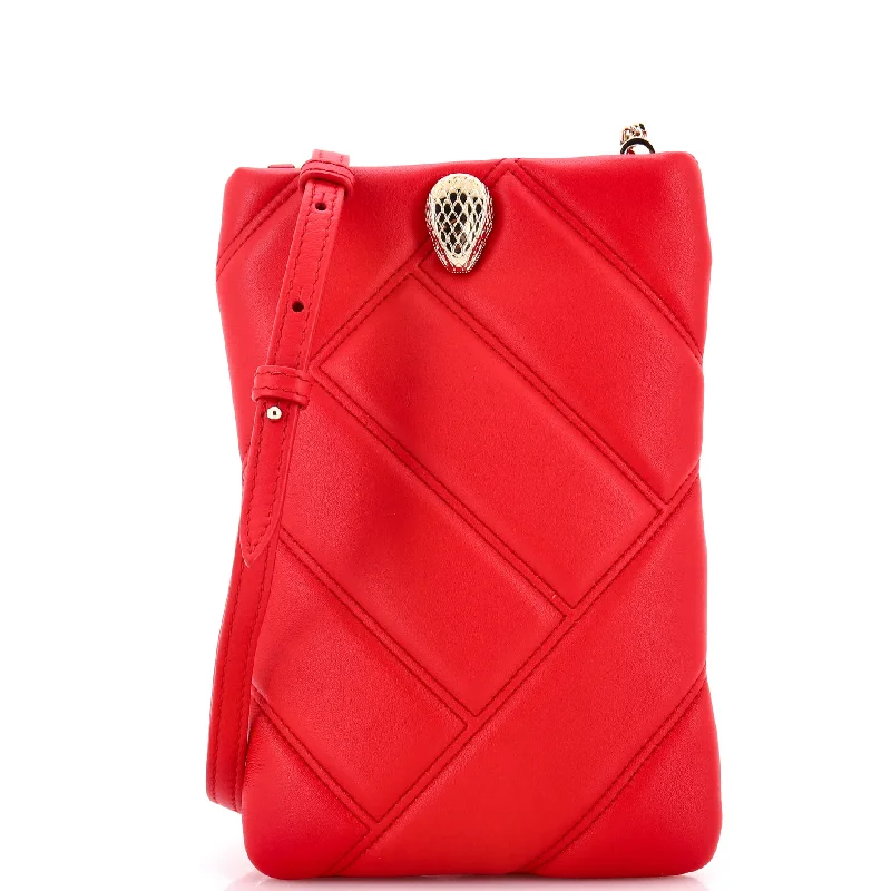 Serpenti Cabochon Phone Holder on Chain Diagonal Quilted Leather