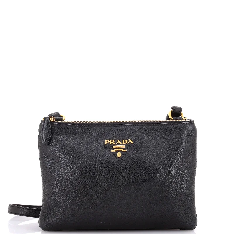 Double Zip Crossbody Bag Vitello Daino Small