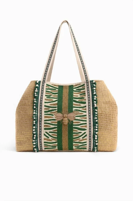 Women's Bee Embellished Tote Bag In Brown/green