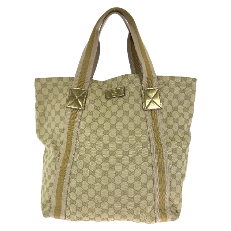 Gucci Beige Gold GG Canvas Tote Bag