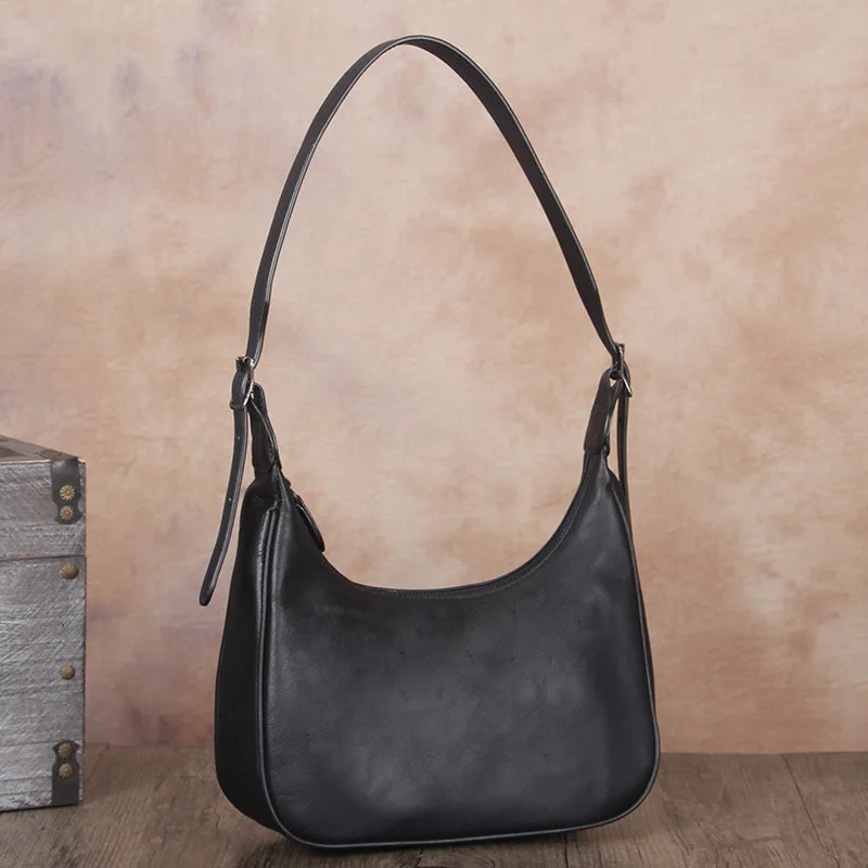 Small Womens Black Leather Handbags Over the Shoulder Purse for Women