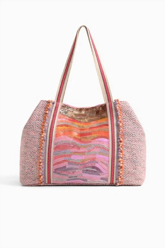 Women's Embellished Tote Bag In Orange/mauve Ombre