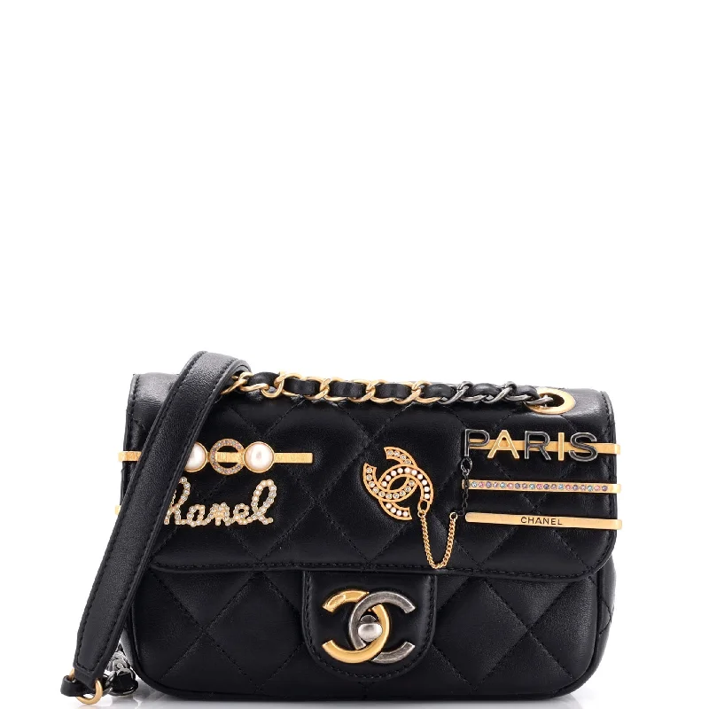 Coco Clips Flap Bag Embellished Quilted Lambskin Mini