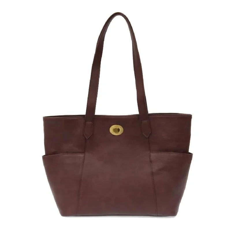 Women's Judy Turnlock Tote Bag In Bordeaux