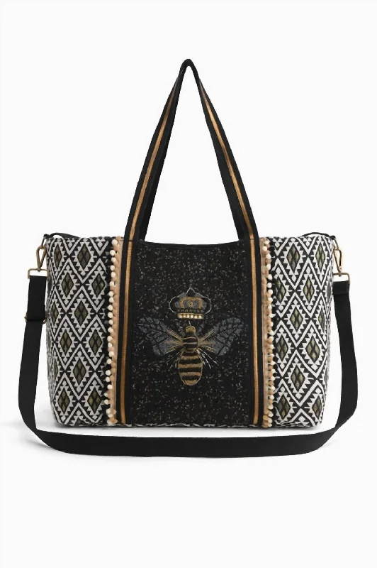 Women's Queen Bee Tote Bag In Grey/black