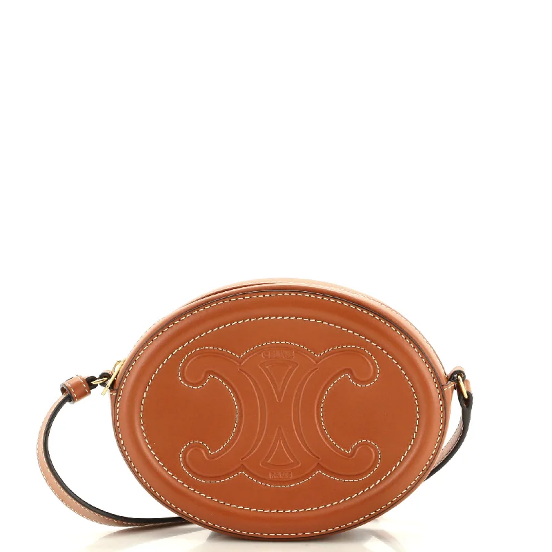 Triomphe Oval Crossbody Bag Leather Mini