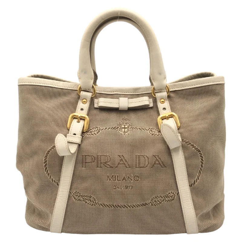 Prada Logo Jacquard Canvas Tote Bag