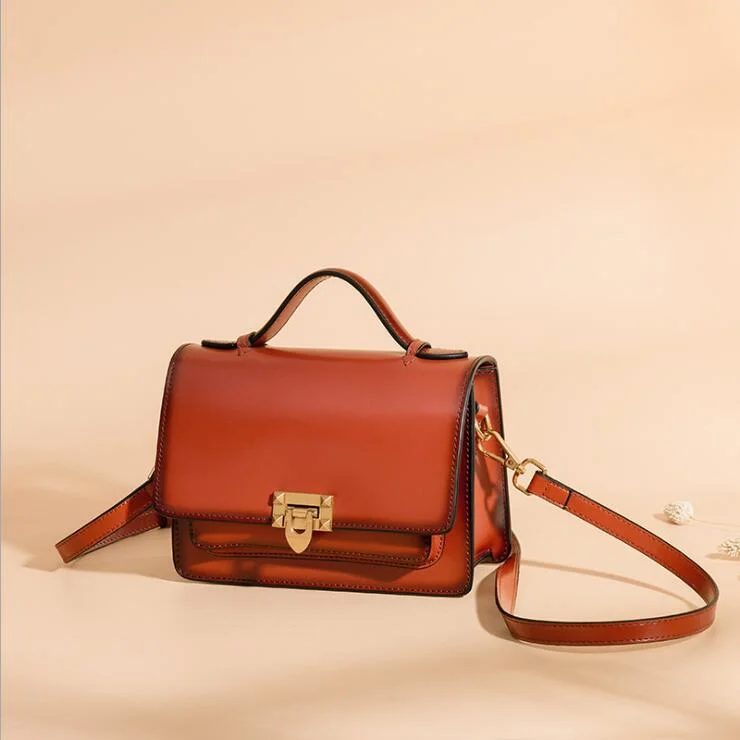 Vintage Womens Leather Satchel Bag Shoulder Handbags For Women