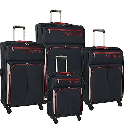 Nautica Ashore Luggage Set, Navy/Silver/Red