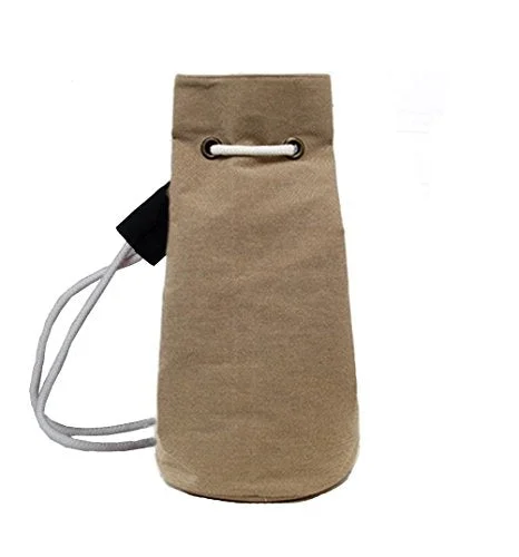 Bibitime Bucket Cylindrical Shaped Drawstring Backpack Trip Sack Pack Cinch Canvas Gym String Bag