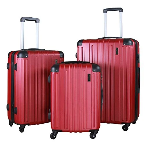 3 Pc Luggage Set Durable Lightweight Spinner Suitecase Lug3 1602 Red