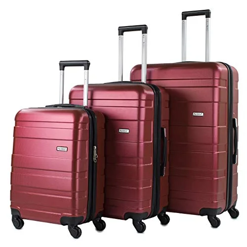 AMKA Verano Hardside 3-Piece Expandable Spinner Upright Luggage Set - Burgundy