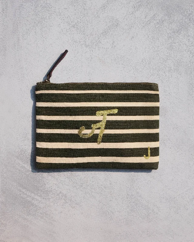 Alphabet J Pouch - Olive Night