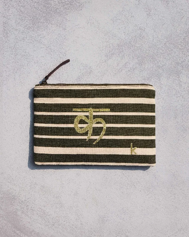 Alphabet K Pouch - Olive Night