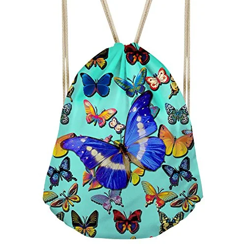 Bigcardesigns Drawstring Backpack Gym Bag Lightweight Sackpack Butterfly