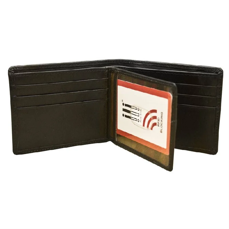 ili New York - Leather RFID blocking Bifold Men's Wallet with Middle Flip ID- 7745