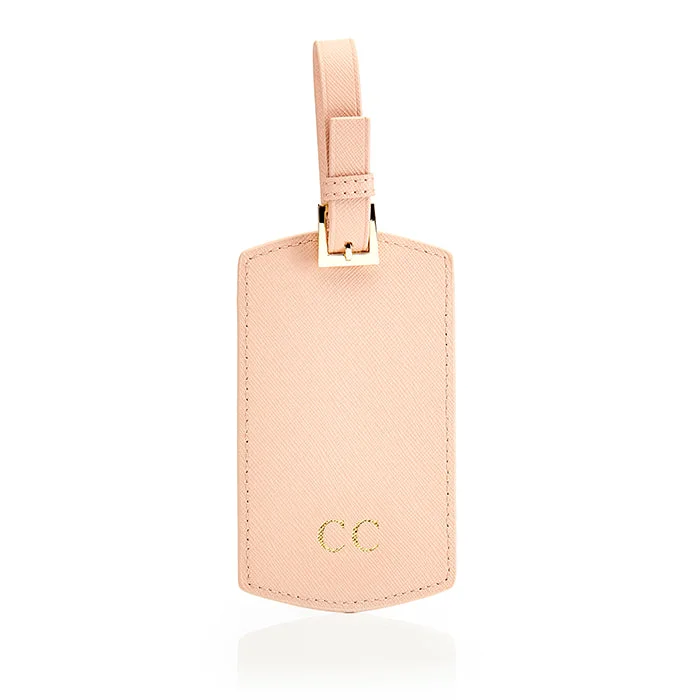 Personalised Leather Luggage Tag - Nude Saffiano