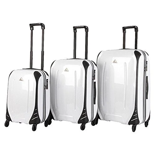 The Set Of Classic White Carbon Triforce Empire Collection Hardside 3-Piece Spinner Luggage Set