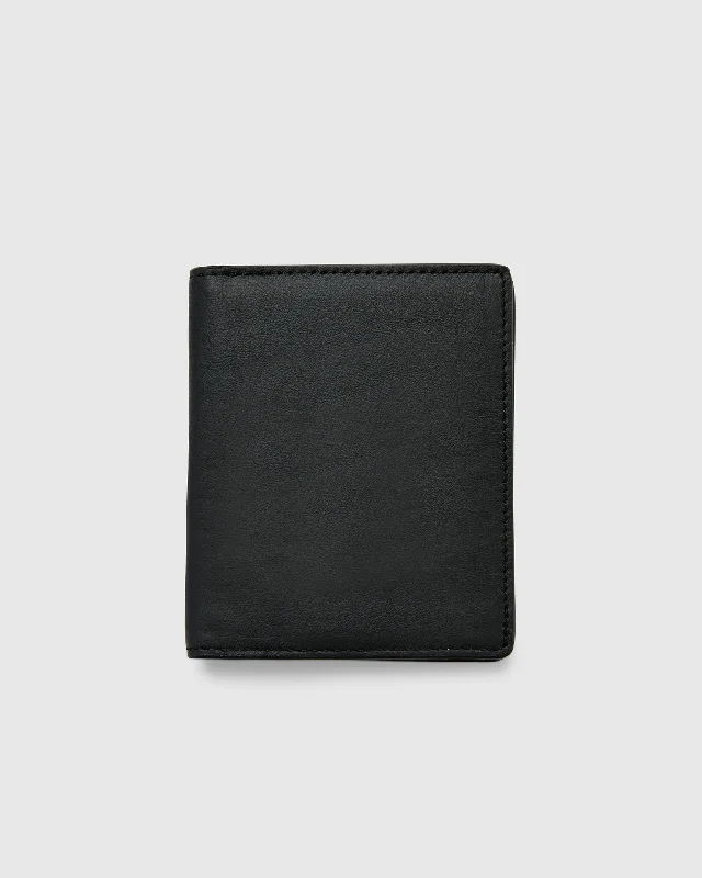 Black Leather Slim Bifold Wallet