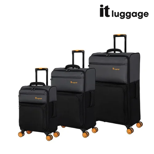 It Luggage Duo-Tone Pewter & Black 8 Wheel Suitcase