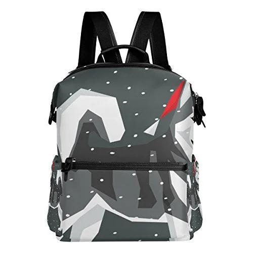 Colourlife Alaskan Malamute With Snow Stylish Casual Shoulder Backpacks Laptop School Bags Travel