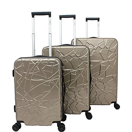 Chariot Crystal 3 Pc Hardside Spinner Set (Champagne)