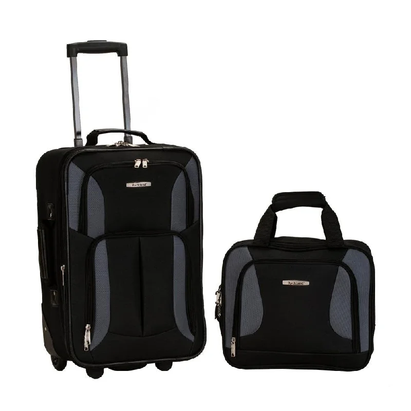 Rockland 2 PC LUGGAGE SET BLACK/GRAY