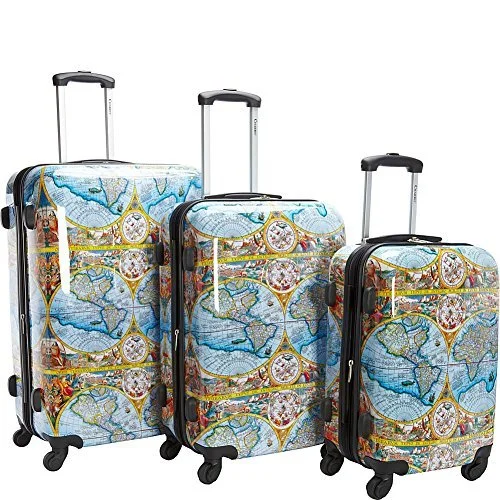 Chariot Orbis Terrarum Atlas 3-Piece Hardside Tsa Lock Spinner Luggage Set, Color Map