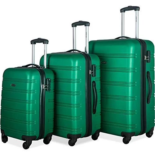 Merax 3 Pcs Luggage Set Expandable Hardside Lightweight Spinner Suitcase (Green)