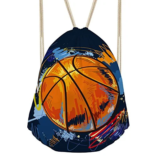 Bigcardesigns Drawstring Backpack 3D Basketball Print Travel Shoulder Bag