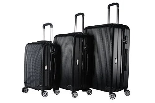 Brio Luggage 3-Piece Expandable Hardside Spinner Luggage Set Black