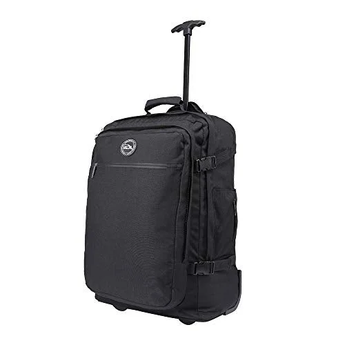 Cabin Max️ - Quebec Hybrid Rolling Backpack with Wheels - Carry On Luggage 22x14x9 Zip Out Backpack Straps - Perfect for Most Major American Airlines (Black)