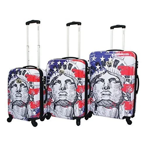 Chariot Liberty 3-Piece Lightweight Hardside Tsa Lock Spinner Luggage Set, Us Flag