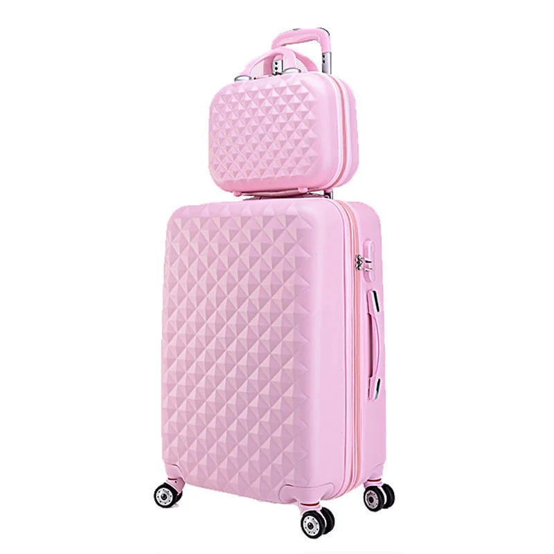 20"+12"Hot Sales Diamond Lines Trolley Suitcase Set/Travell Case Luggage/Pull Rod Trunk Rolling