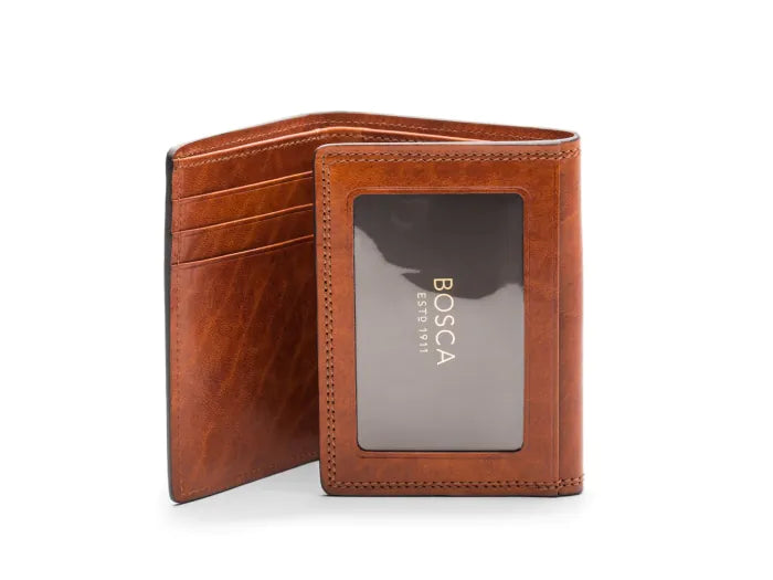 Bosca Leather Double I.D. Trifold Wallet