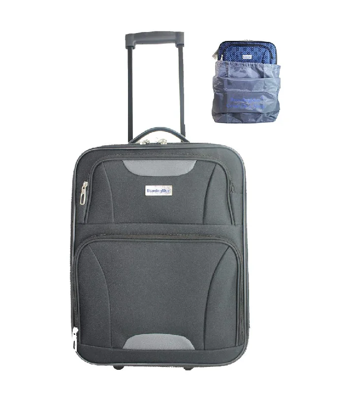 Boardinglbue Rolling Personal Item 18" Under Seat Basic Luggage American Spirit Frontier (BK) bonus