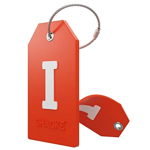 Initial Luggage Tag with Full Privacy Cover and Stainless Steel Loop – (Letter I)