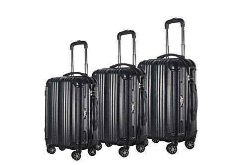 3-Piece Hardside Spinner Expandable Suitcase Set #951 (Black)