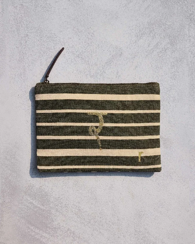 Alphabet R Pouch - Olive Night