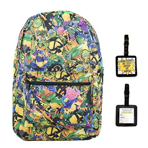 Teenage Mutant Ninja Turtles Retro Toy Clutter Backpack & Luggage Tag - 2 Piece Set