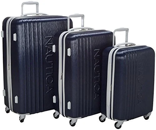 Nautica Lifeboat 3 Piece Hardside Expandable Suitcase Set, Classic Navy