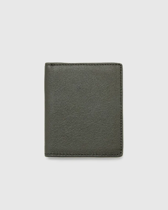 Leather Slim Bifold Wallet - Orange Grey