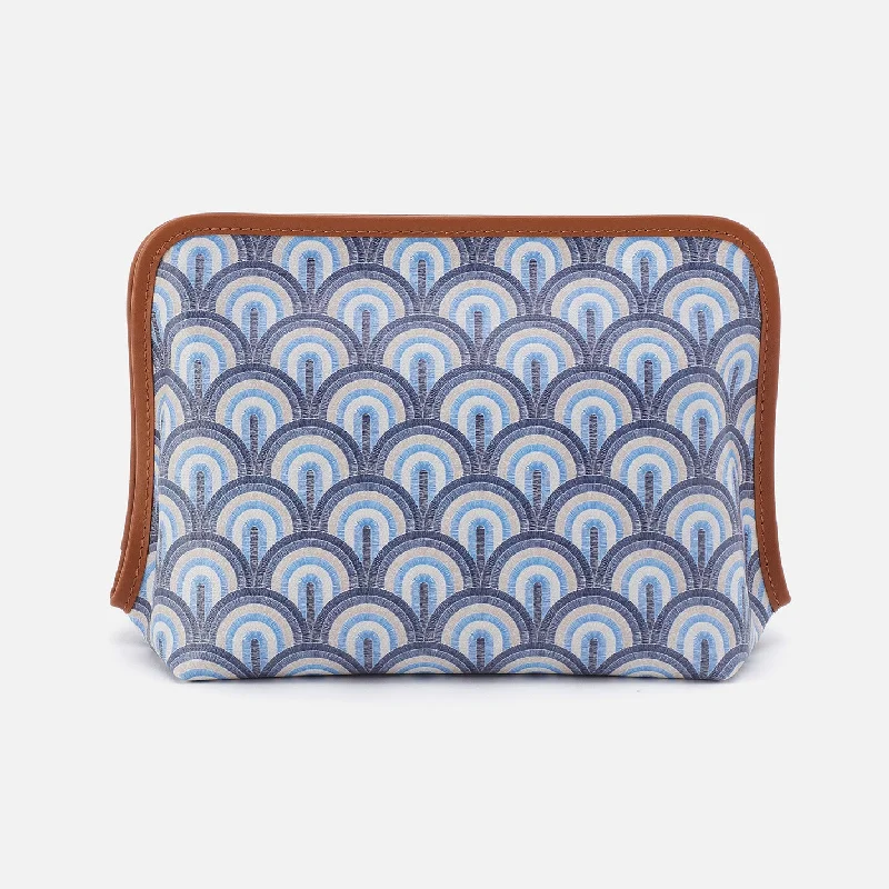 Beauty Large Cosmetic Pouch In Coated Canvas - Soft Ocean