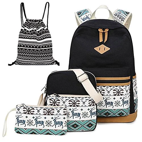 Canvas Backpack Cute Lightweight Teen Girls Backpacks School Shoulder Bags Backpack Set Alando