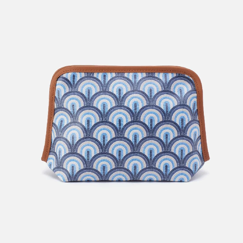 Beauty Cosmetic Pouch In Coated Canvas - Soft Ocean