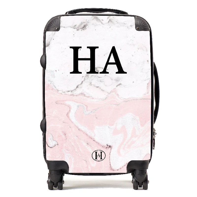 Personalised Pink Marble Printed Suitcase